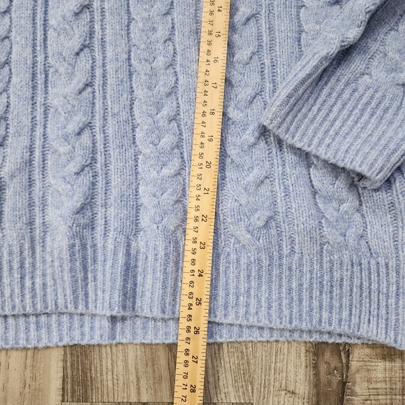 American Eagle Outfitters Light Blue Cable Knit Turtleneck Sweater - Picture 3 of 8